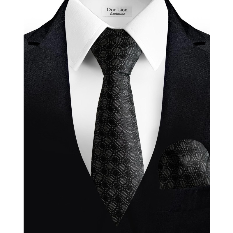 Gray Patterned Black Tie