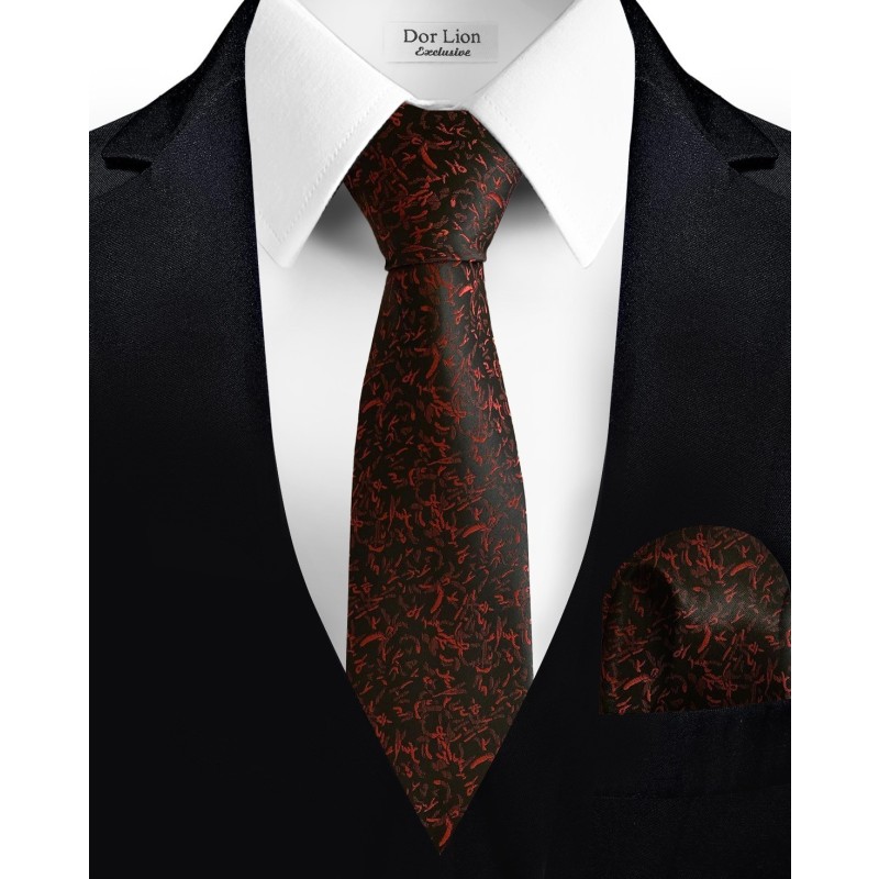 Dark Red Patterned Black Tie