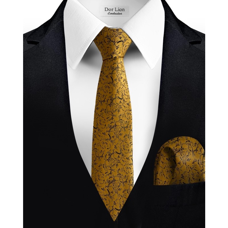 Black Patterned Yellow Tie