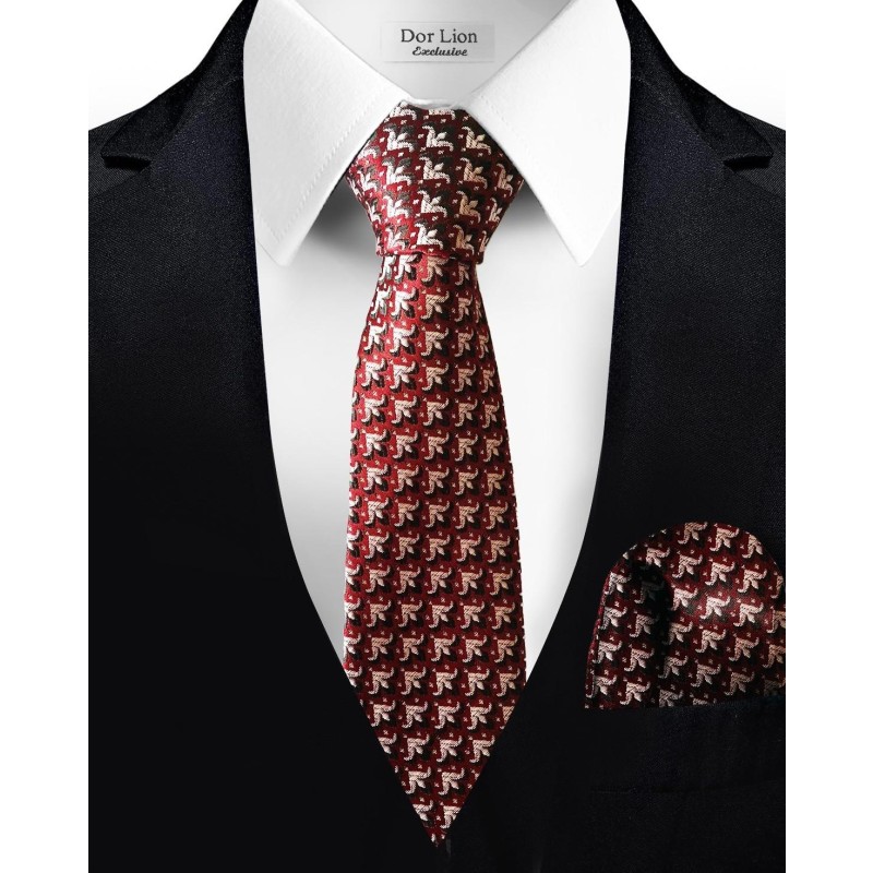 Lily Patterned Red Tie