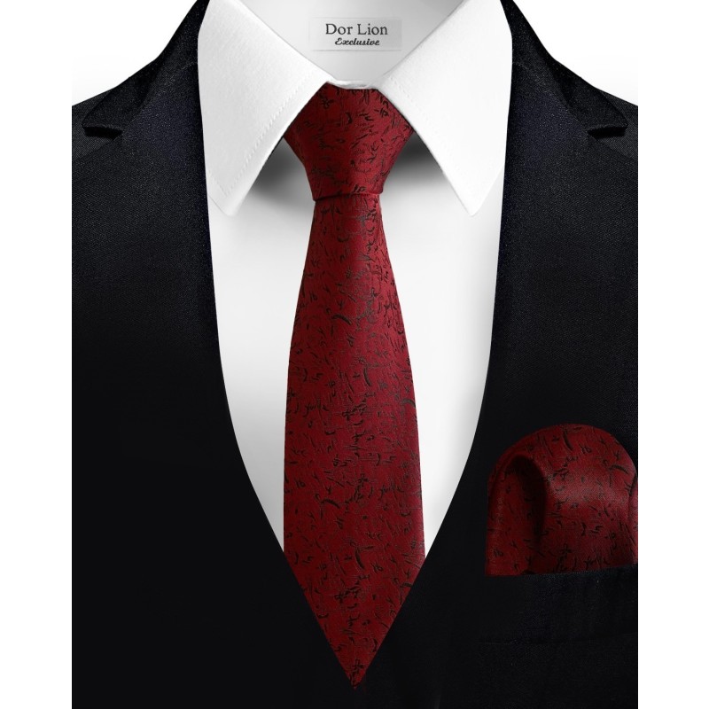 Black Patterned Red Tie