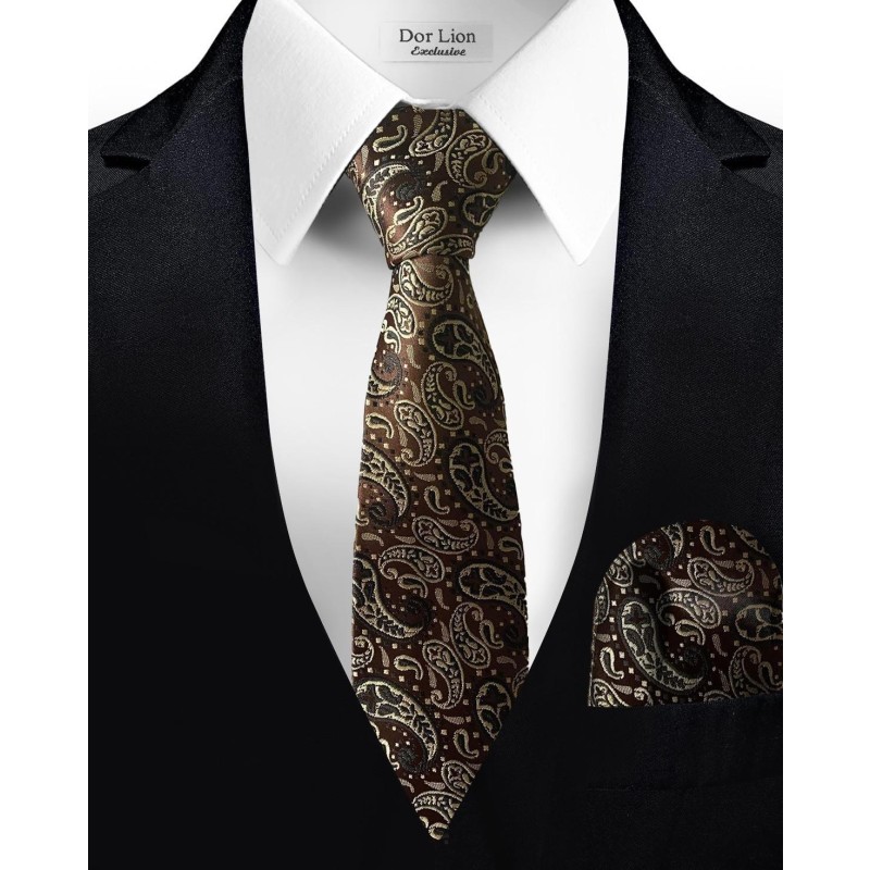 Shawl Pattern Brown Tie