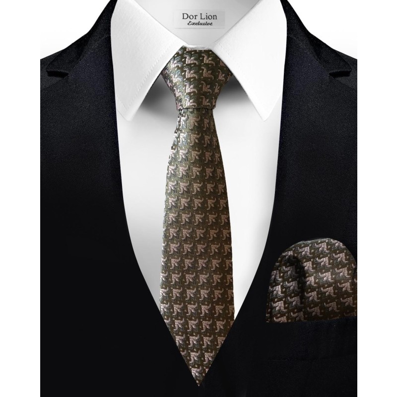 Lily Patterned Light Brown Tie