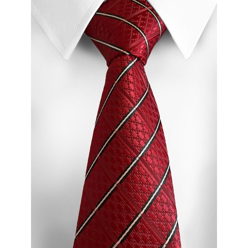 Red Tie with White Stripes