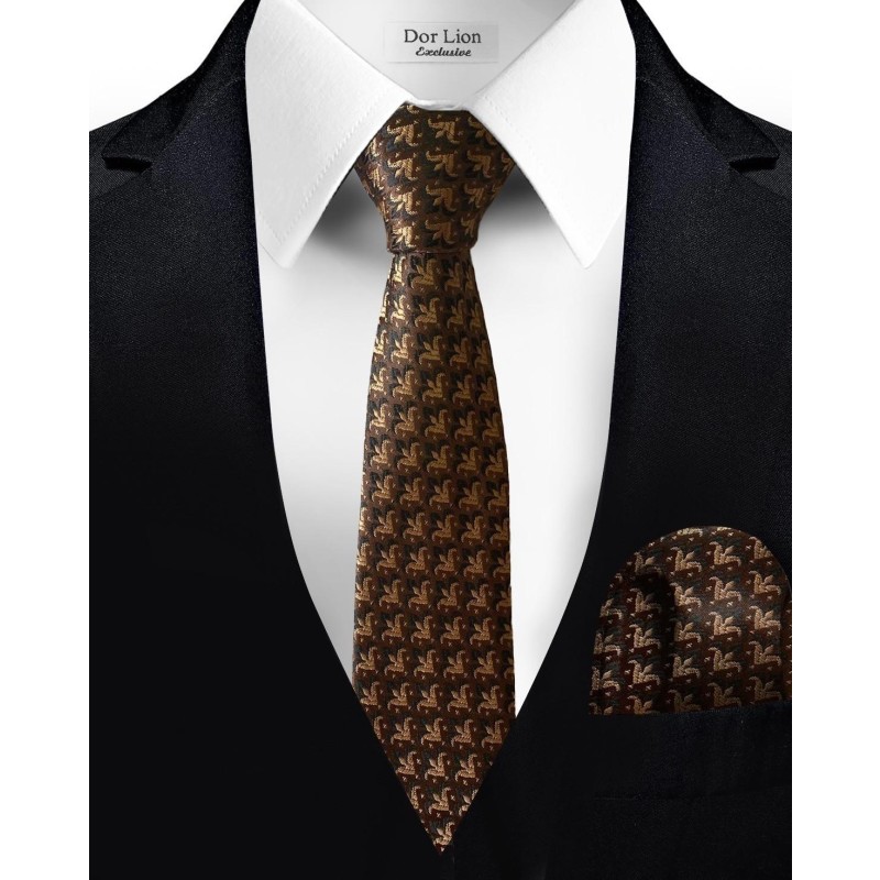 Lily Patterned Brown Tie