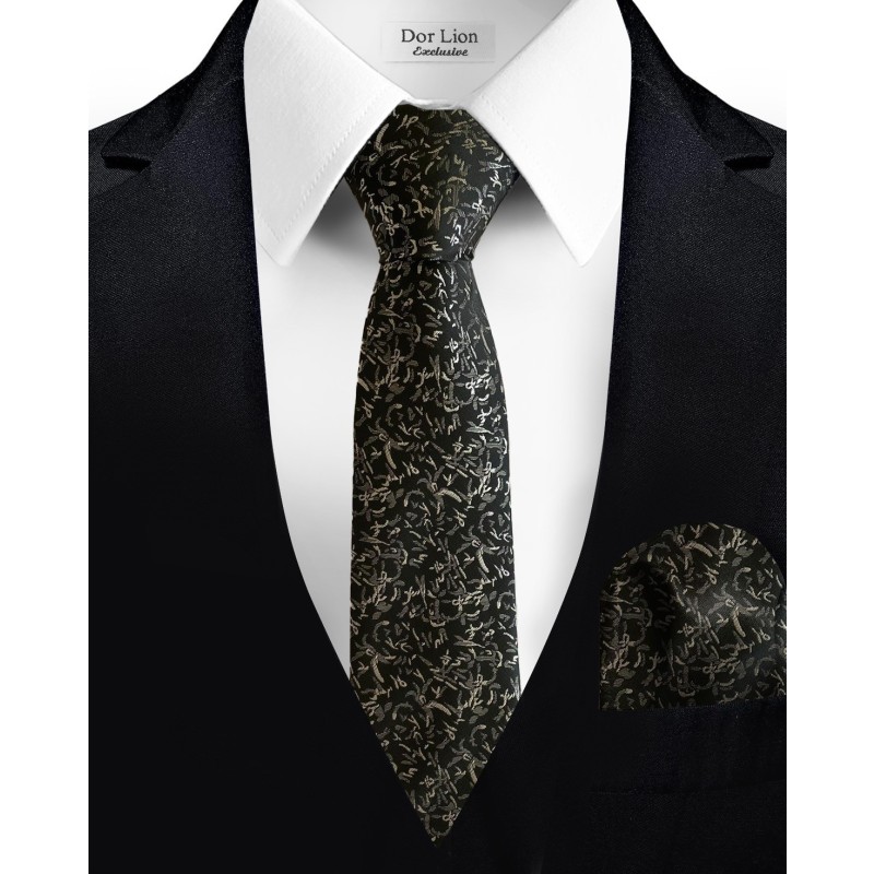 White Patterned Black Tie