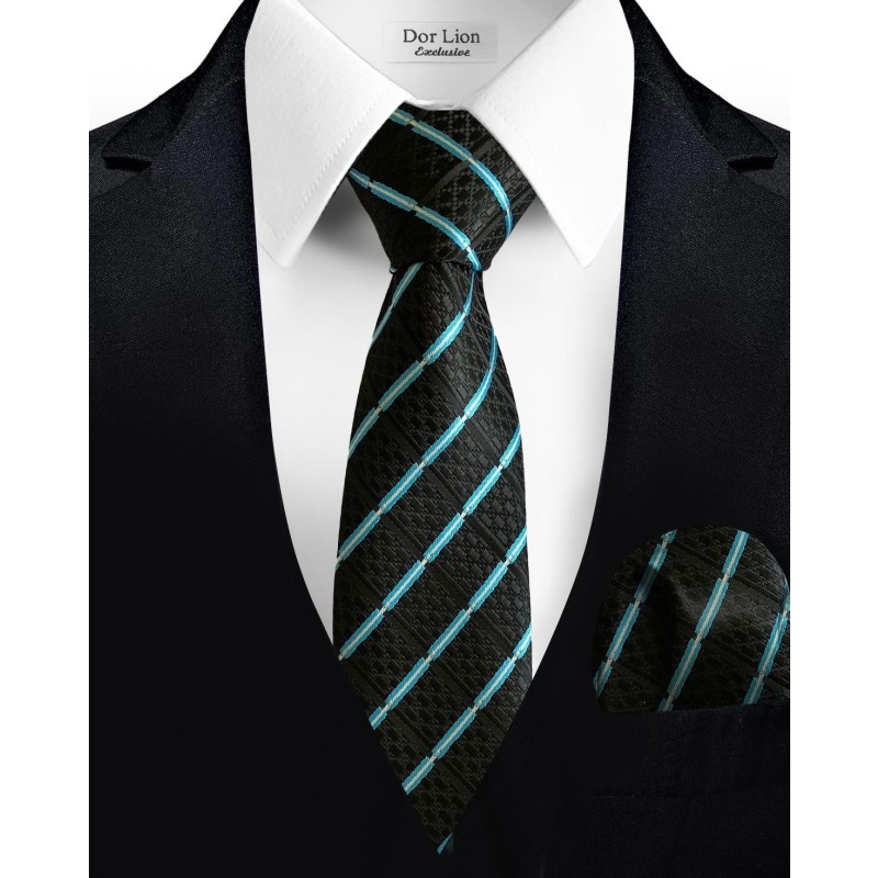 Black Tie with Turquoise Stripes